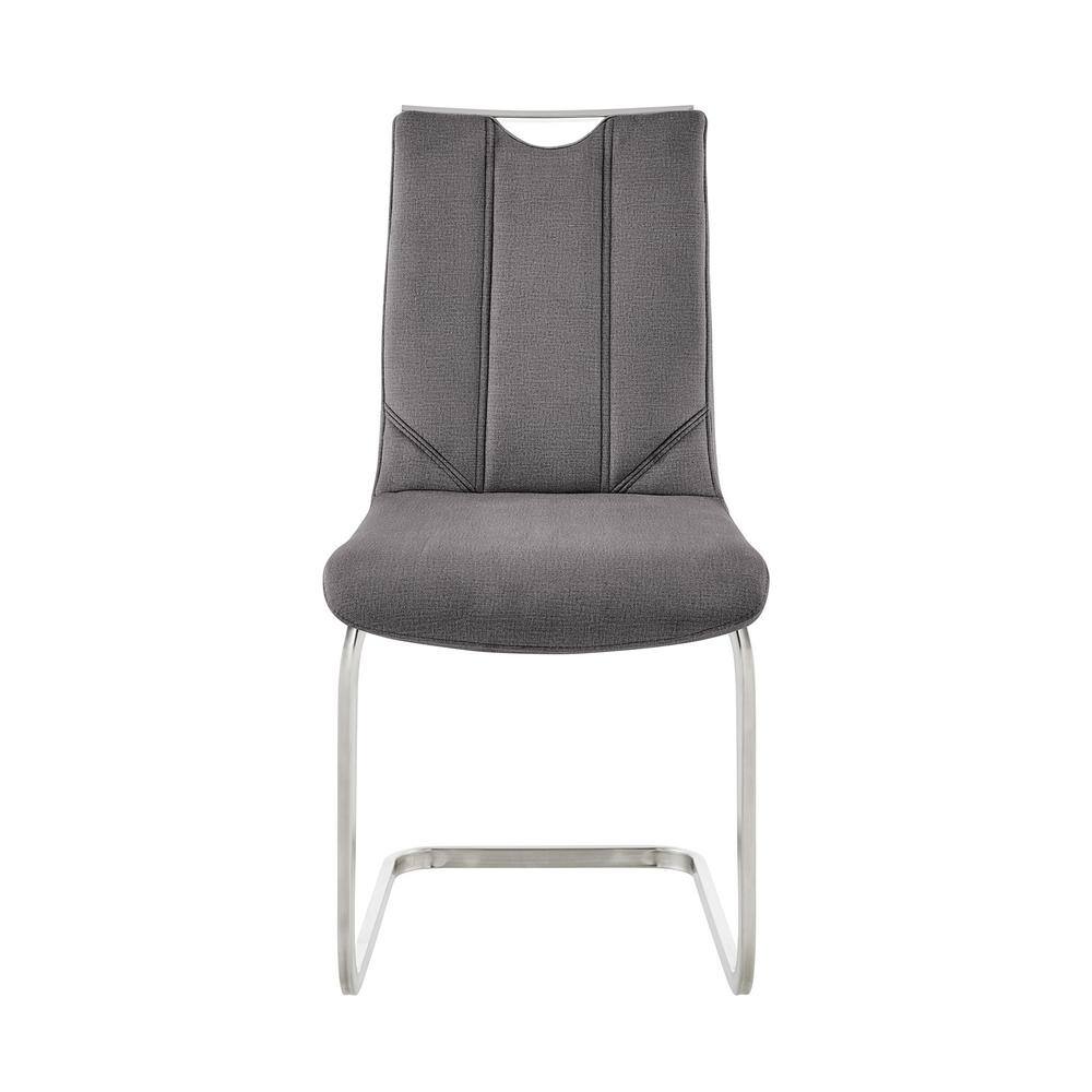 Gray Faux Leather Parsons Side Chair with Metal Frame