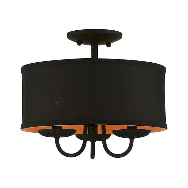 Livex Lighting Winchester 13 In 3 Light Black Semi Flush Mount 45127 04 The Home Depot