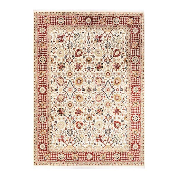 Mogul One-of-a-Kind Traditional Ivory 9 ft. 1 in. x 12 ft. 5 in. Oriental Area Rug