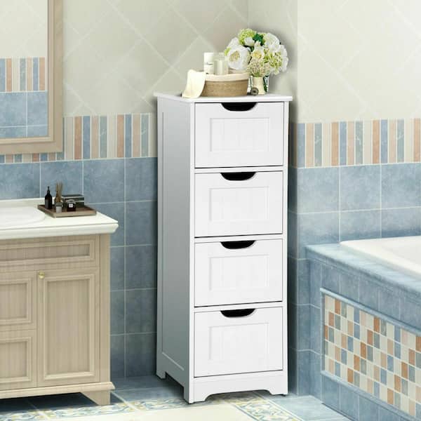 Floor Standing Storage Cabinet Space-Saving 3 Layer Bathroom Cabinet Beautiful Bathroom Furniture White Bathroom Compact Storage Cabinet
