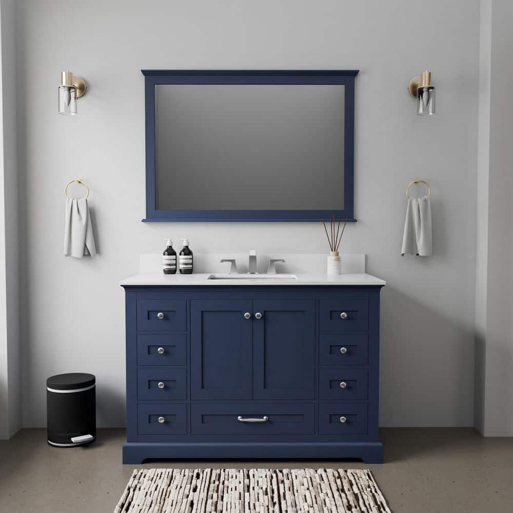 Dukes 48 in. W x 22 in. D Navy Blue Single Bath Vanity, Cultured Marble Top, and Faucet Set price history on PriceWatchPro