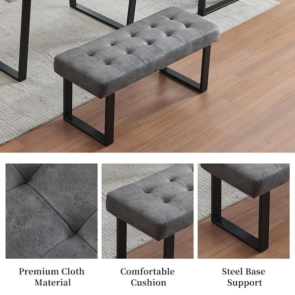 GOJANE 3-Piece MDF Gray Dining Table Set 47.2 in. Rectangle Table