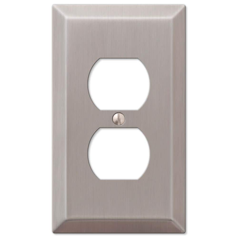 Brushed Nickel 1-Gang Duplex Outlet Steel Wall Plate