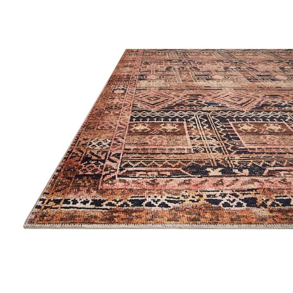 Layla Mocha/Blush 3 ft. 6 in. x 5 ft. 6 in. Distressed Bohemian Printed Area Rug