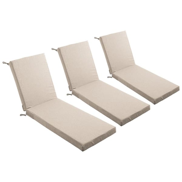 72 in. x 22.4 in. x 3.5 in. (3-Pack) Outdoor Water-Resistant Replacement Chaise Lounge Seat Cushion Sand-Beige