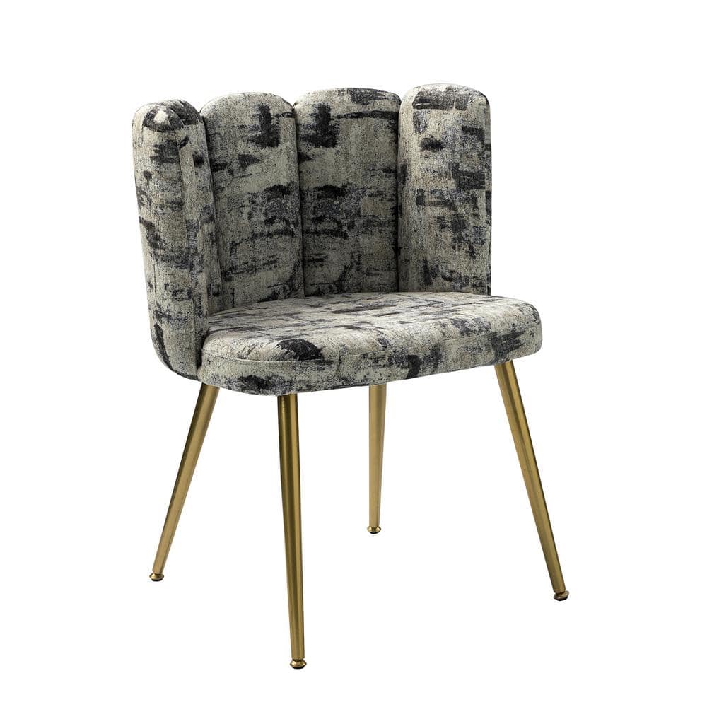 JAYDEN CREATION Hugo Grey Upholstered Modern printed fabric Accent Side Chair with Shell Back