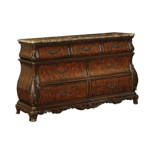 Benjara 63.75 in. Brown 7-Drawer Wooden Dresser Without Mirror