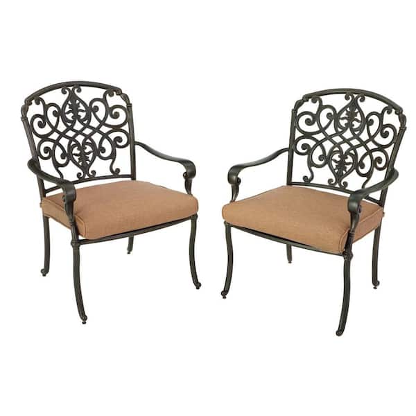 Hampton Bay Edington 2013 Patio Dining Chair with Textured Umber Cushion (2-Pack)-DISCONTINUED