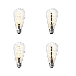 60-Watt Equivalent ST19 Dimmable Spiral Filament Clear Glass E26 Vintage Edison LED Light Bulb, Warm White (4-Pack)