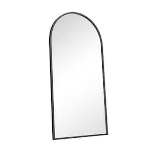 35 in. W x 71 in. H Arched Wood Frame Wall Mirror for Bedroom Living Room in Black