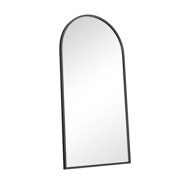 Lirago 35 in. W x 71 in. H Arched Wood Frame Wall Mirror for Bedroom Living Room in Black