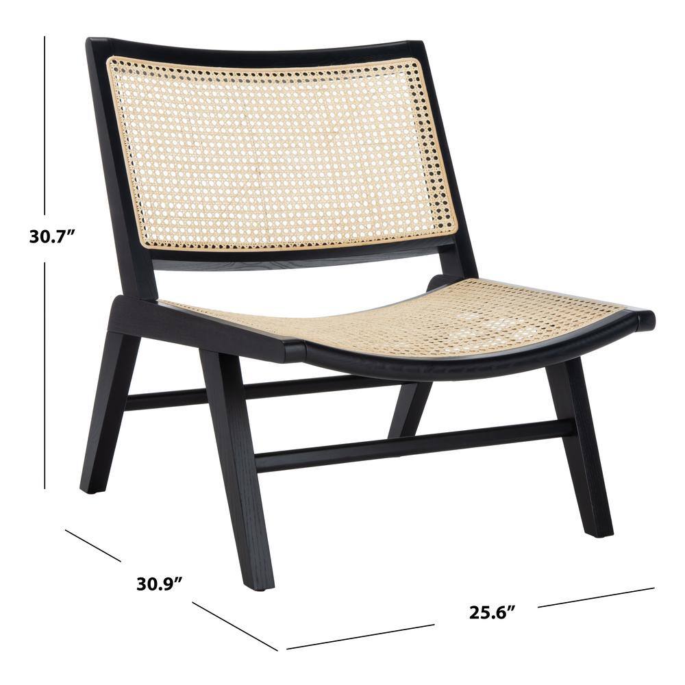 Transitional Auckland 26" Black and Natural Rattan Armless Side Chair