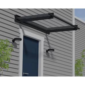 Nancy 3 ft. x 5 ft. Gray/Clear Door and Window Fixed Awning with Siding Connector Kit
