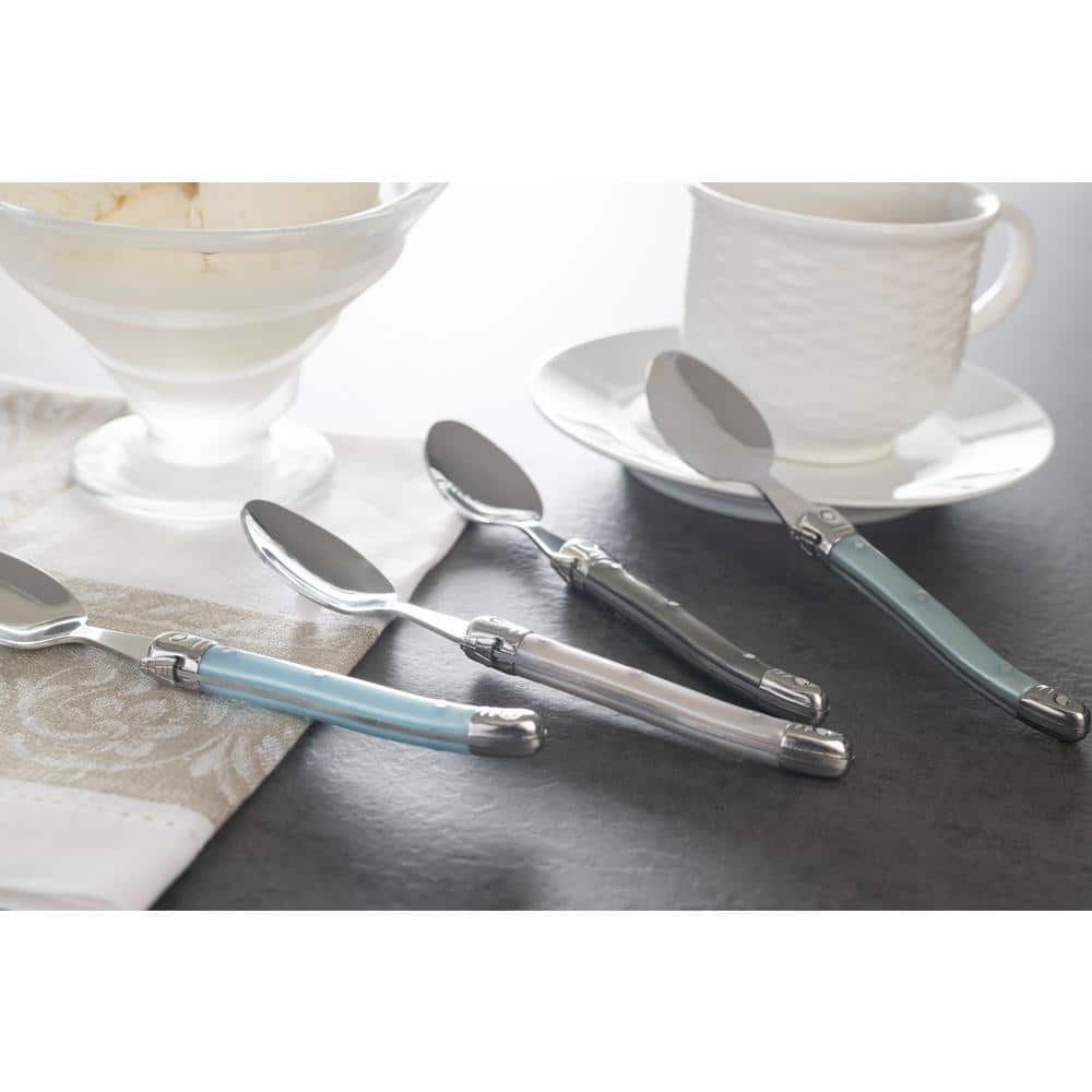 Set of 4 Stainless Steel Coffee Spoons with Faux Mother of Pearl Handles