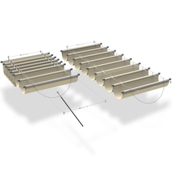 ECOOPTS 4 ft. x 12 ft. Retractable Waterproof Wave Sun Shade Canopy Pergola Cover Shade Sail Awning for Outdoor Patio, Beige