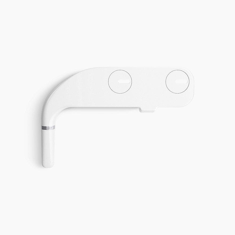 White Manual Bidet Attachment with Dual Self-Cleaning Nozzles