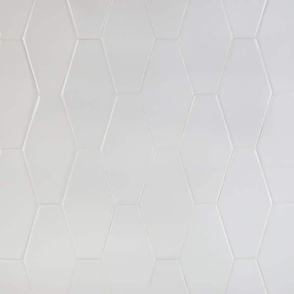Ivy Hill Tile Birmingham Hexagon Bianco 4 in. x 8 in. Polished Ceramic Subway Tile (5.38 sq. ft. / box)