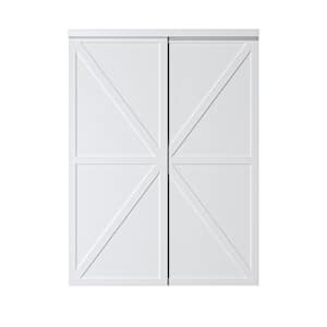 60 in. x 80 in. 2 Panel K Finished White MDF Sliding Door with Hardware