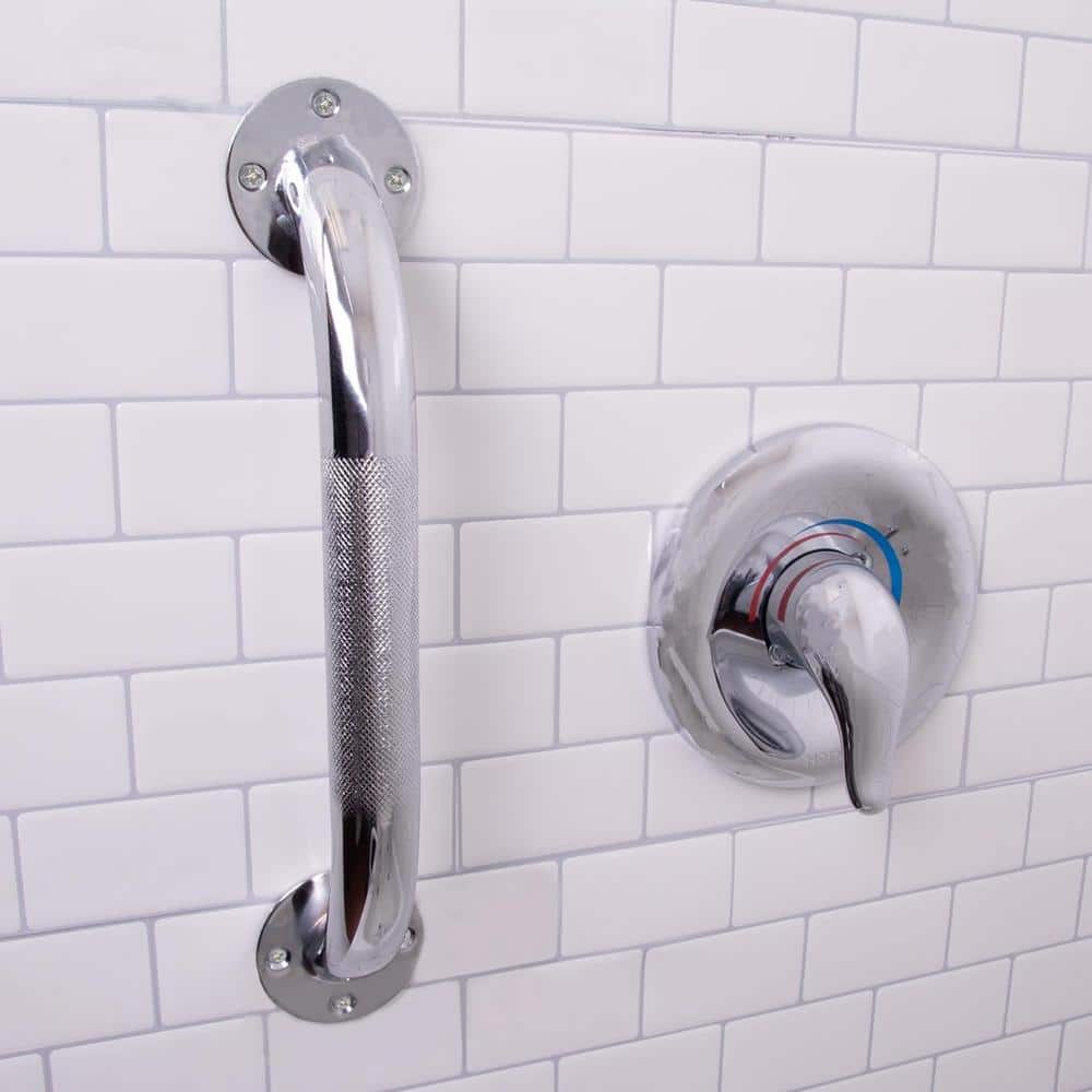 12" Chrome Knurled Stainless Steel Bathroom Grab Bar