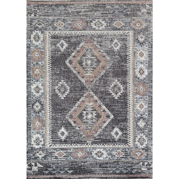 Celestia Baltic Gray 8'0"X10'0" Tribal Gray Area Rug