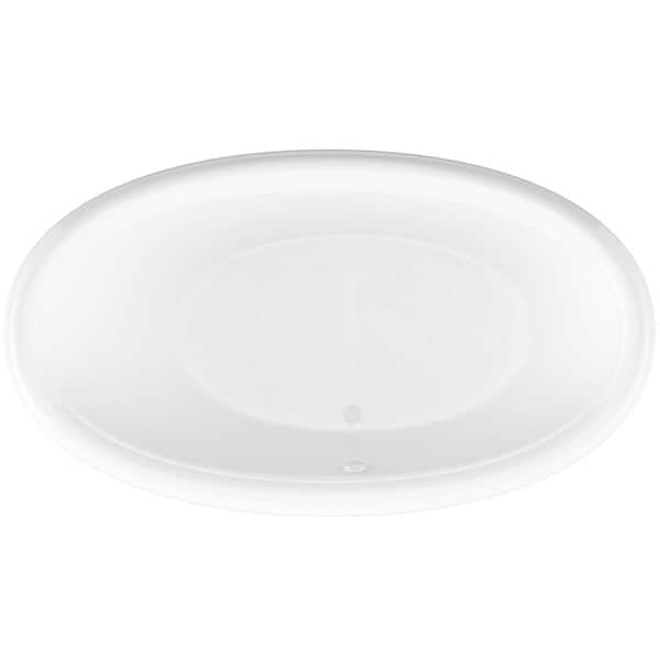 Topaz Series 78 in. x 44 in. Oval Soaking Bathtub with Center Drain and Marine Grade Acrylic in Glossy Smooth White