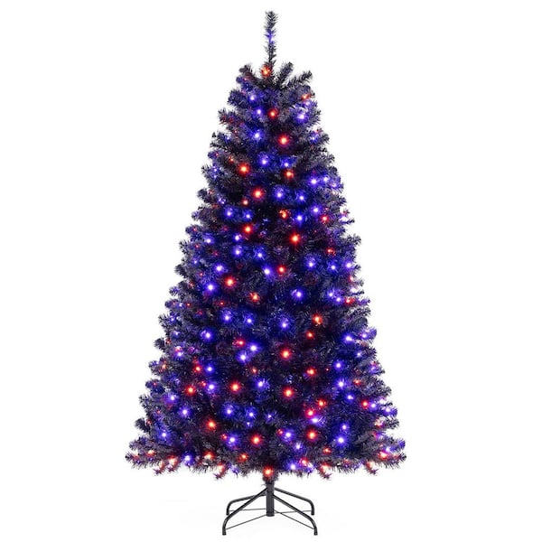 ANGELES HOME 6 ft.Black Pre-Lit Artificial Christmas Tree with 6 Lighting Modes and Spooky Sounds