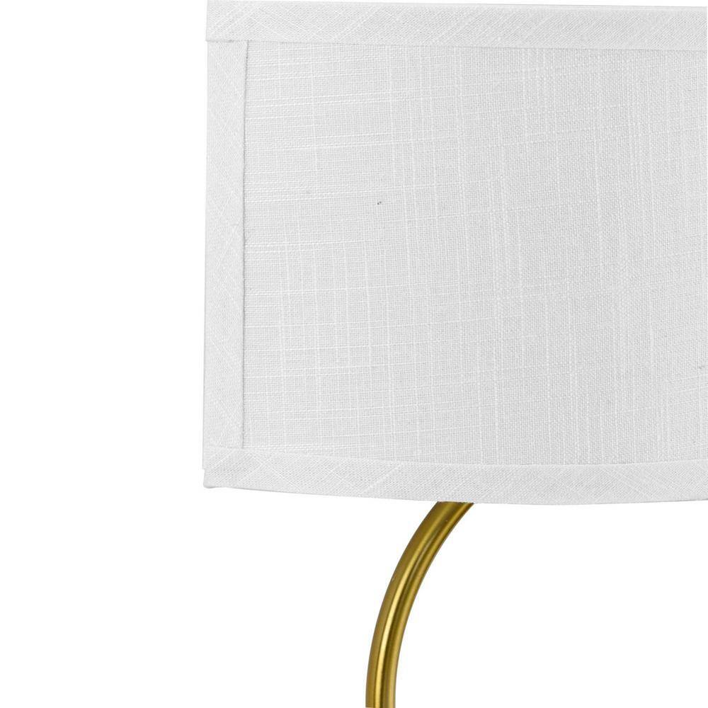 Brushed Bronze Circular Wall Sconce with Linen Shade