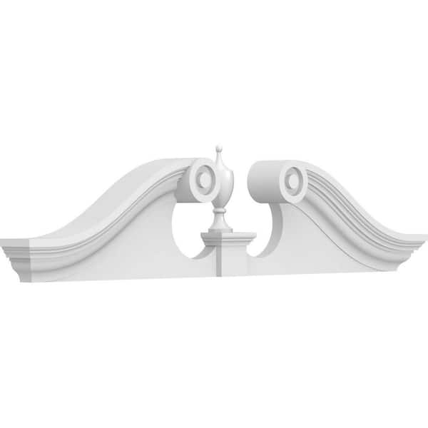 Ekena Millwork 36-in W x 9-in H x 2-3/4-in P Rams Head Signature Urethane Pediment (Urn Ships Unattached in Box), Primed Tan