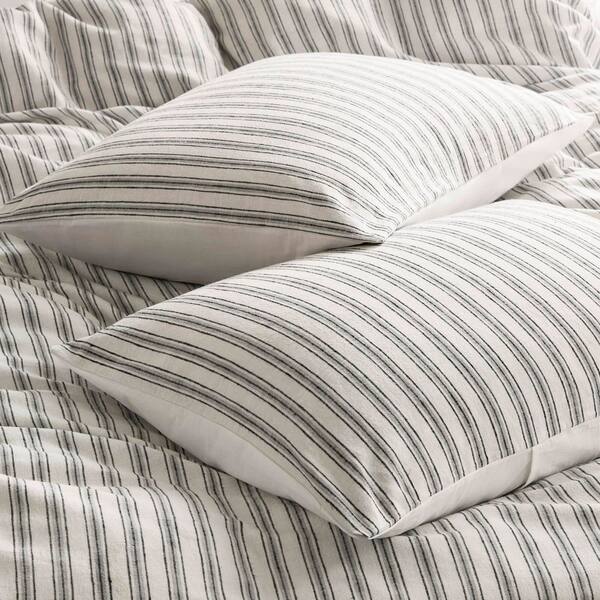 3-Pieces King Stripe Pattern Cotton Blend Duvet Cover Set Tan