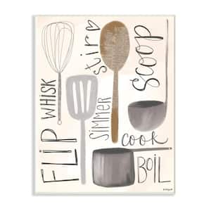 12 in. x 18 in. "Flip Whisk Simmer and Stir Kitchen Spoons and Utensils Wall Plaque Art" by Katie Douette