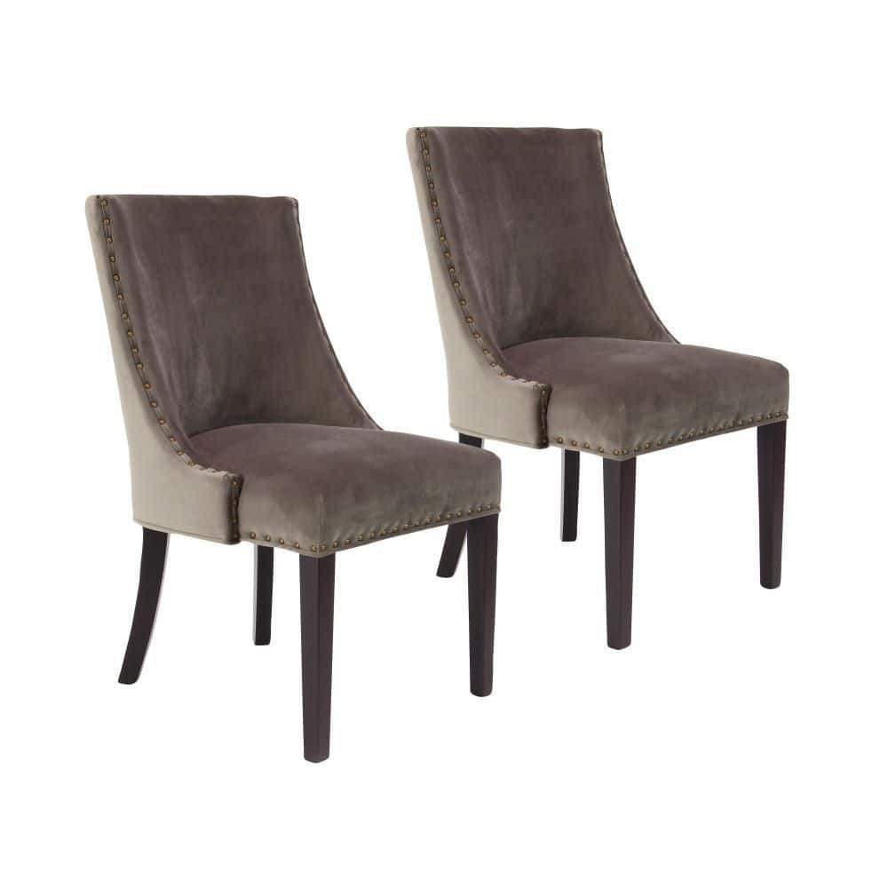 Brown Upholstered High Back Parsons Side Chair