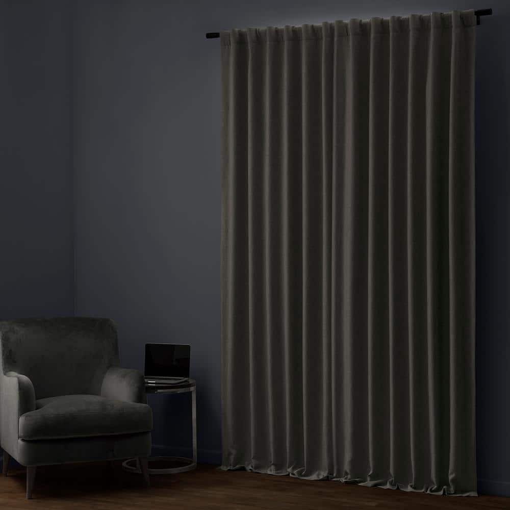 Slate Gray Faux Linen Blackout Curtain Panel 50" x 96"