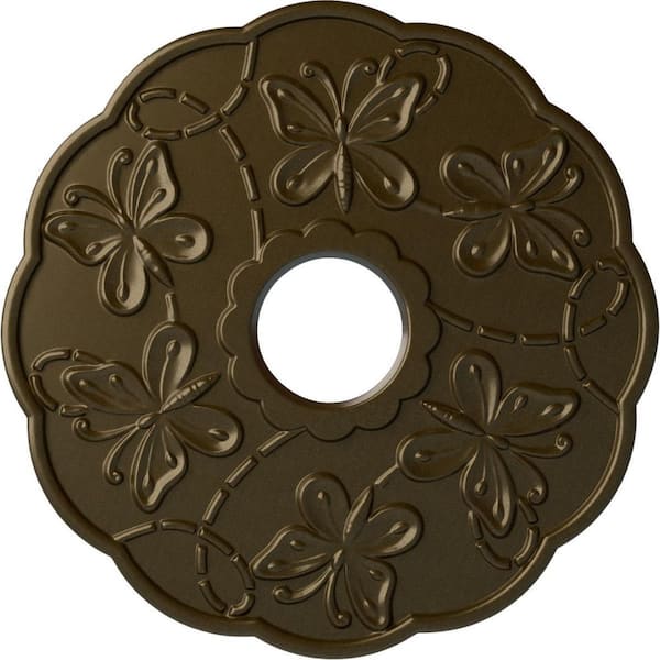 Ekena Millwork 1" x 17-7/8" x 17-7/8" Polyurethane Terrones Butterfly Ceiling Medallion, Brass