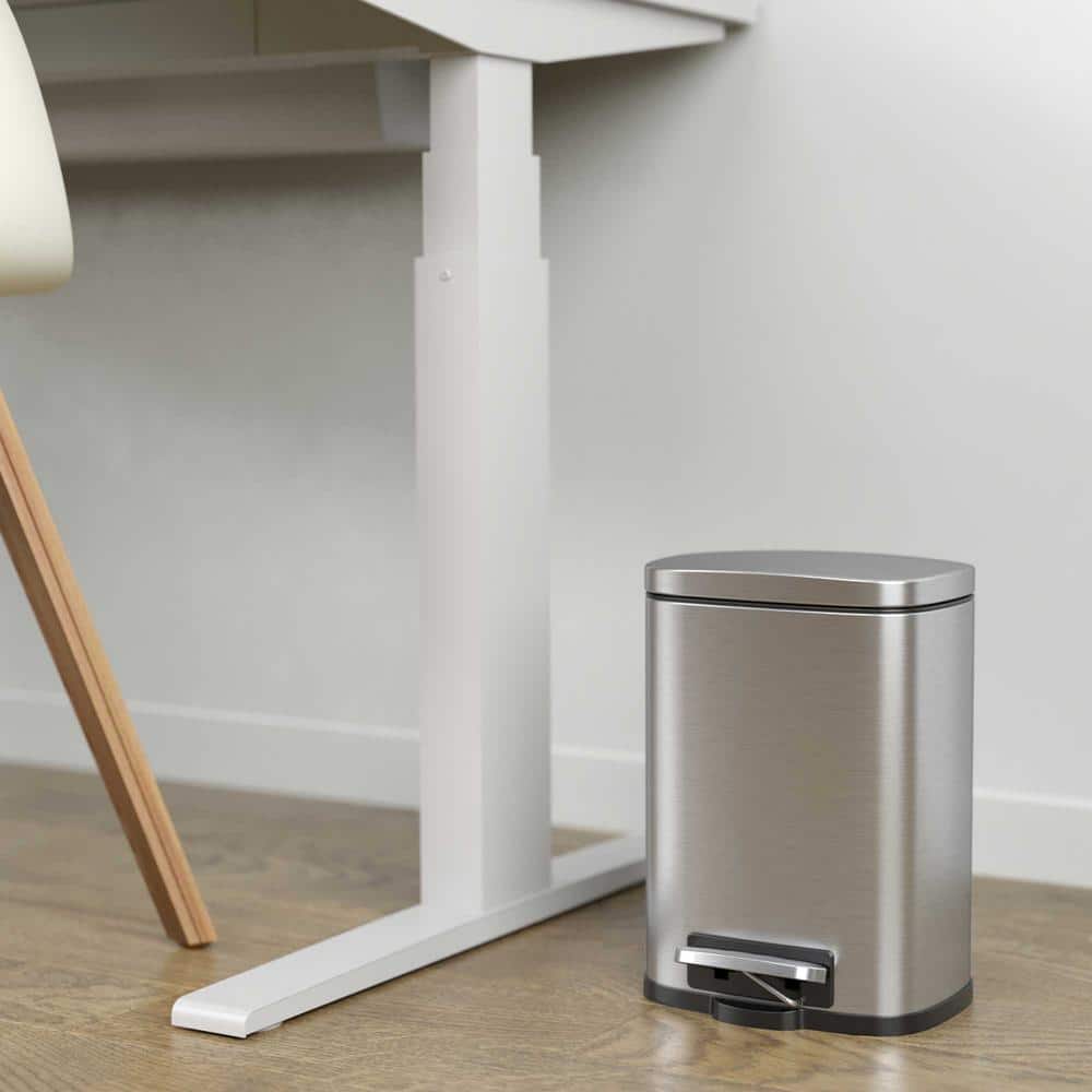 SoftStep 1.32 Gallon Brushed Stainless Steel Bathroom Trash Can