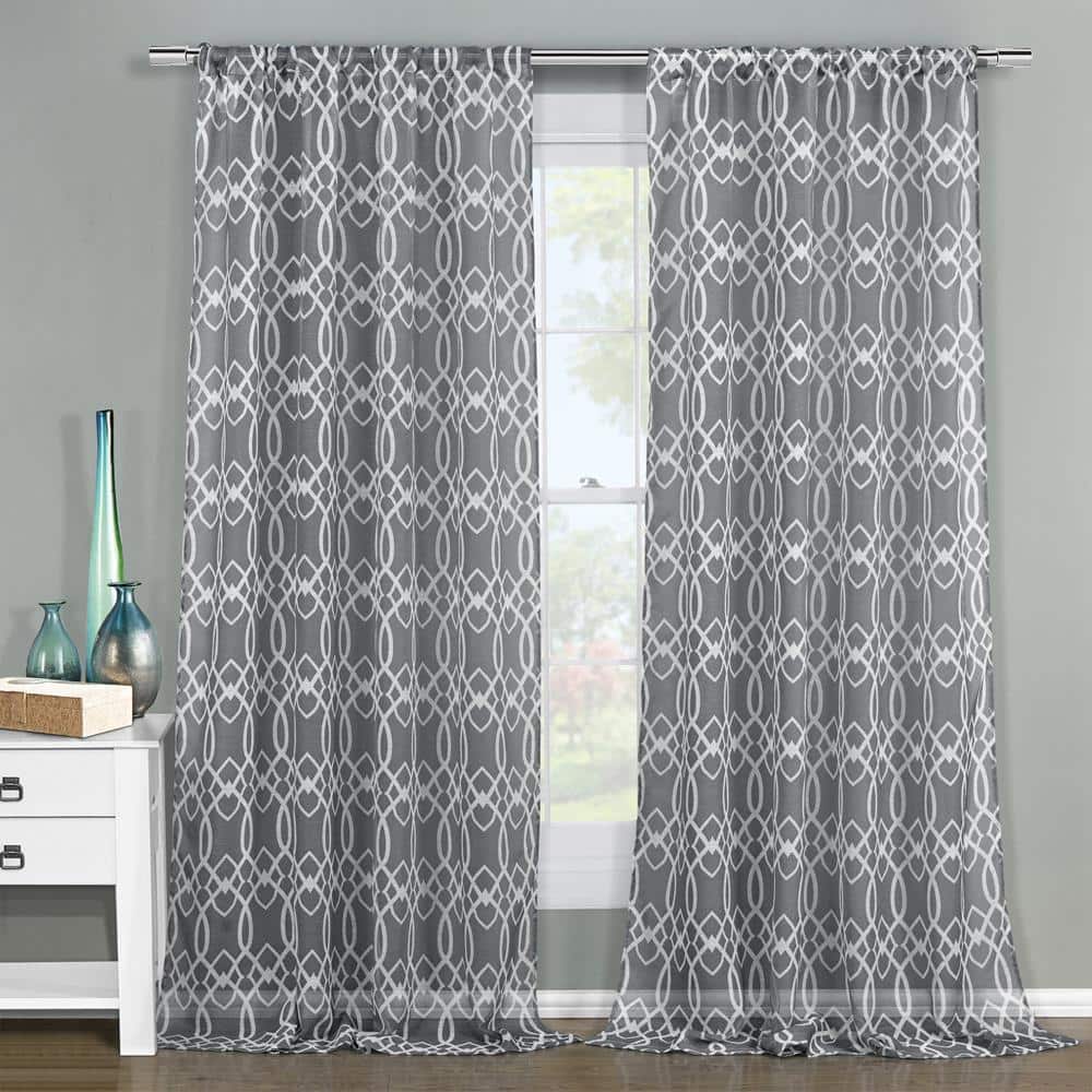 Newbella 51 in. W x 84 in. L Polyester Window Panel in Silver