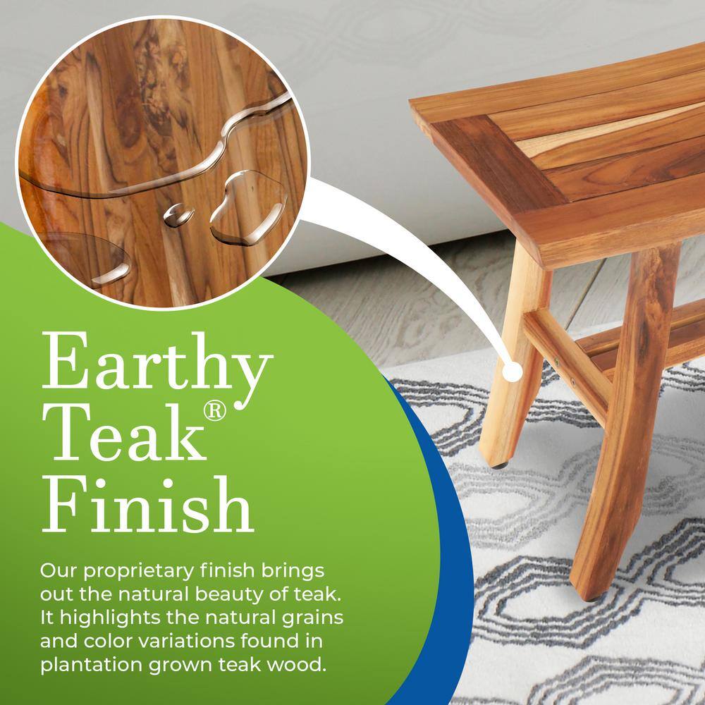 24" Teak Wood Shower Bench with Crossbar