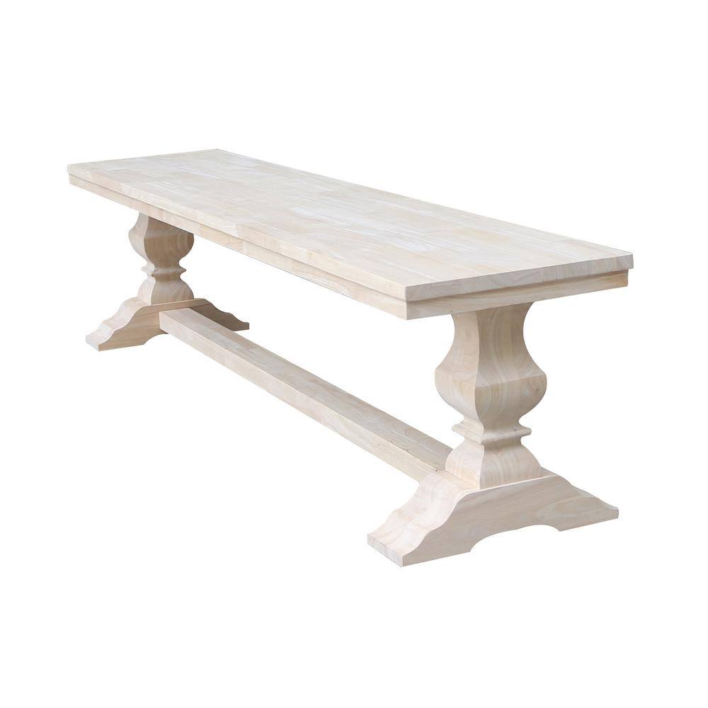 White Wood Traditional Trestle Bench for Living Room