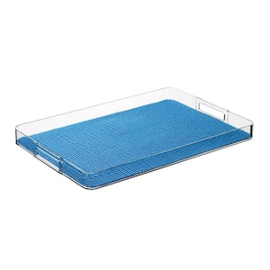 Fishnet Process Blue 19 in.W x 1.5 in.H x 13 in.D Rectangular Lucite Serving Tray