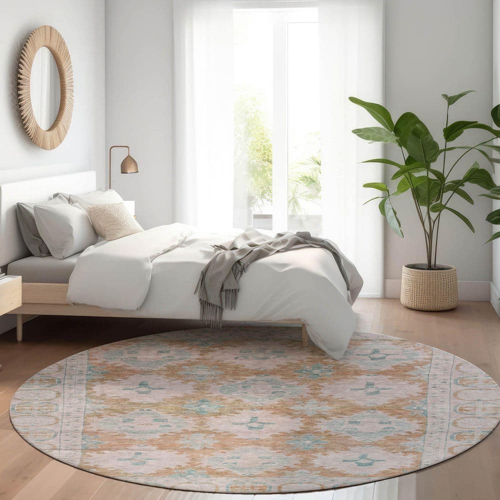Chantille Machine Washable Indoor/Outdoor Abstract ACN1760 Terracotta 8 ft. x 8 ft. Round Rug price history on PriceWatchPro