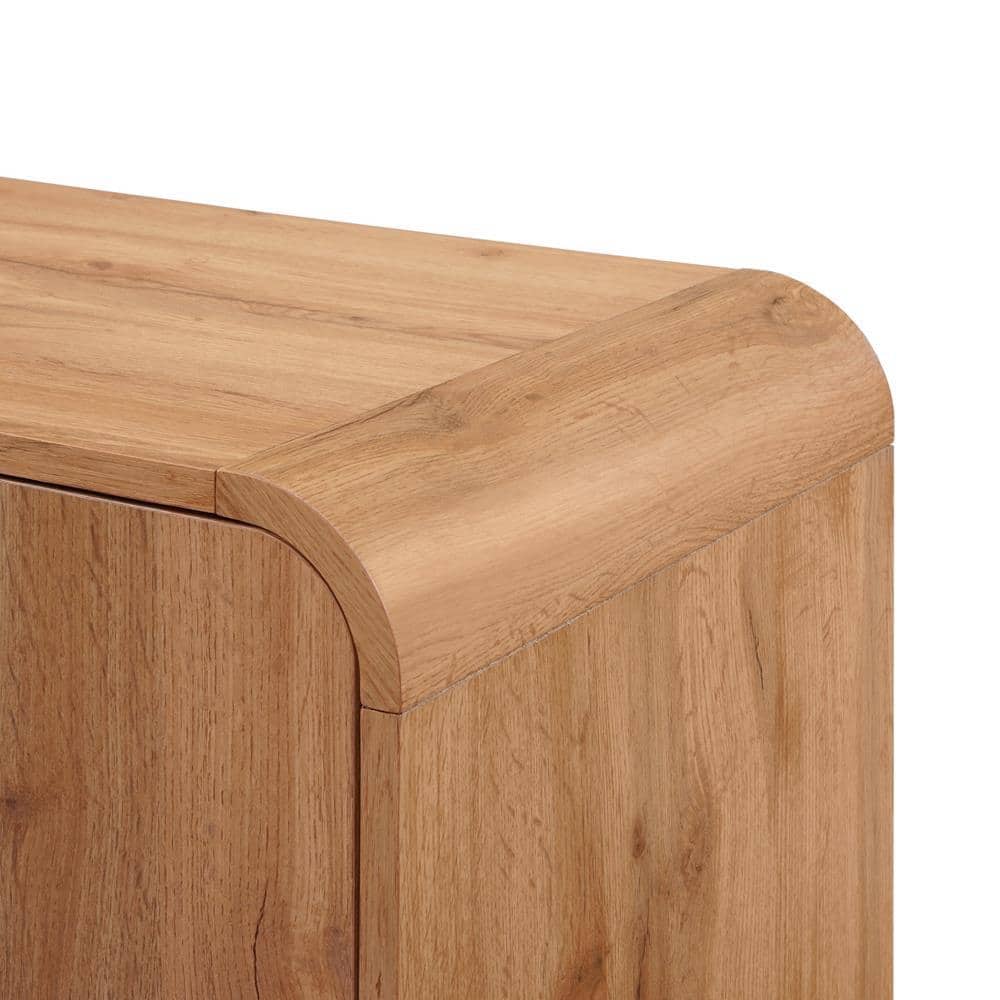 Walnut Oak 45.2" 2-Door 1-Drawer Sideboard Cabinet with Black Metal Legs