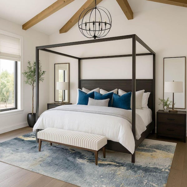 Mayfield Premium Machine Washable Abstract AMF1712 Graphite 8 ft. x 10 ft. Area Rug