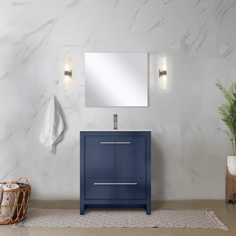 Clairo 30 in. W x 20 in. D Navy Blue Bath Vanity with White Quartz Top, Chrome Faucet Set and 28 in. Mirror price history on PriceWatchPro