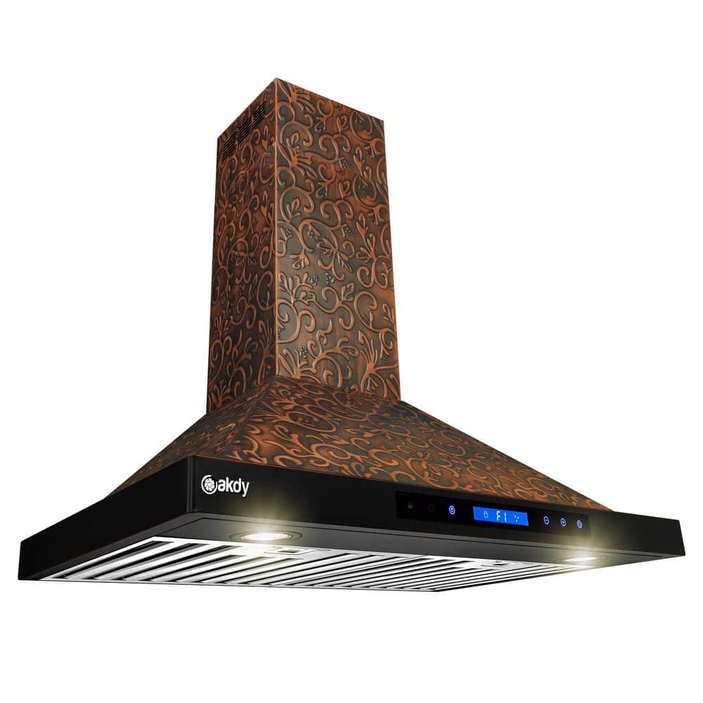 30-Inch Embossed Copper Convertible Wall Mount Range Hood