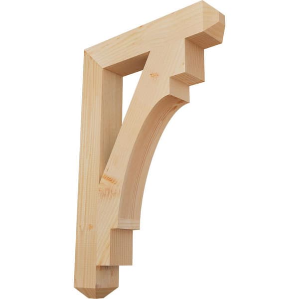 Ekena Millwork 3.5 in. x 34 in. x 22 in. Douglas Fir Merced Craftsman Smooth Bracket