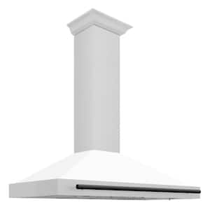 Autograph Edition 48 in. 400 CFM Ducted Vent Wall Mount Range Hood in Fingerprint Resistant Stainless & White Matte