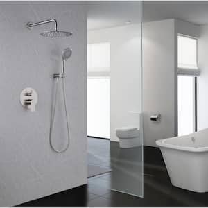 2-Spray Dual Shower Wall Mount Fixed and Handheld Shower Head Rainfall Shower System in Brushed Nickel