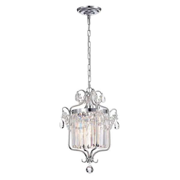 Warehouse of Tiffany Celest 12 in. 1-Light Indoor Chrome Finish Pendant Chandelier