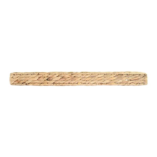 Storied Home 24 in. x 5 in. x 2 in. Natural Beige Handwoven Water Hyacinth Floating Wall Shelf