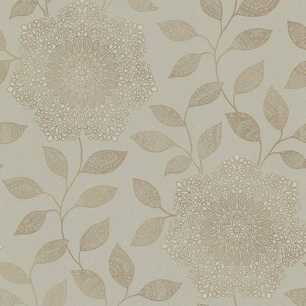 Kenneth James Shirazi Taupe Bohemian Floral Wallpaper