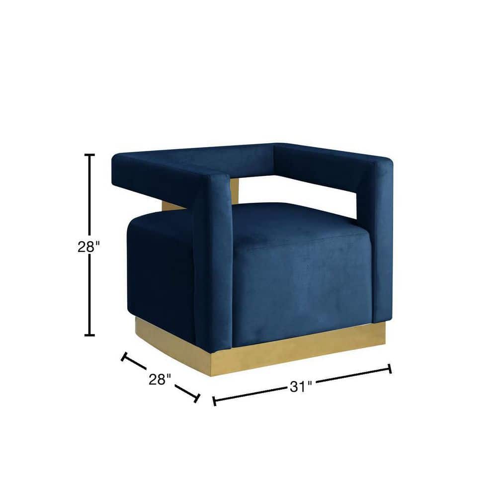 Luxurious Square Arm Blue Velvet Accent Chair